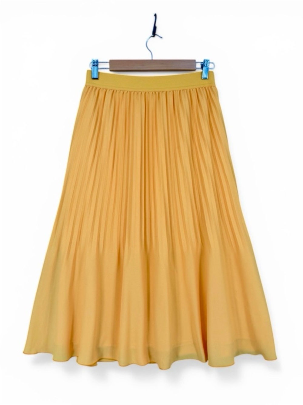 J.Crew Factory Elastic‑Waist Soft Pleated Midi Skirt Yellow Size 2